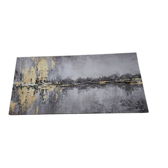XIANSHOU Gold Abstract Wall Art Grey Pictures Modern Artwork 29"x 58"